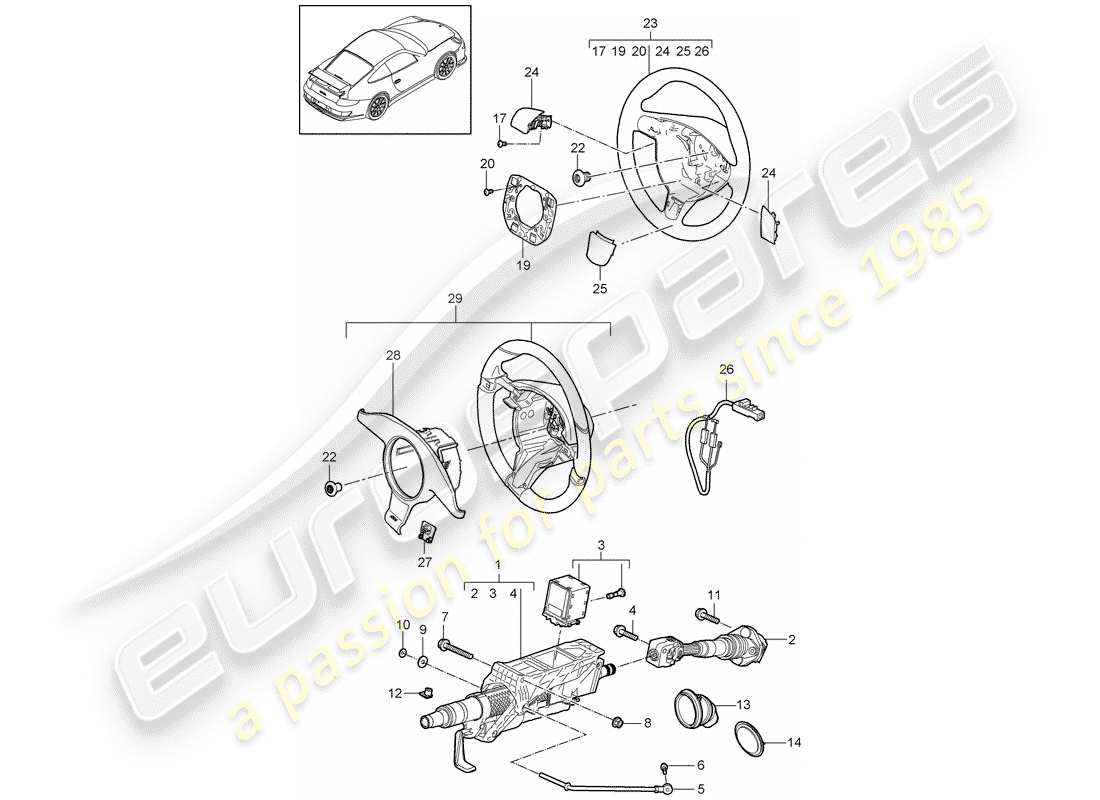 porsche 2007 (997-1 gt3) lenkschutzrohr ersatzteildiagramm