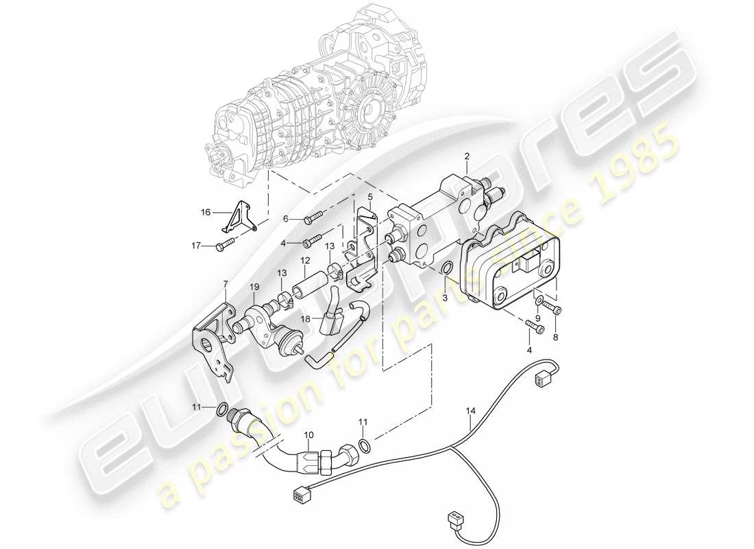 porsche 996 t/gt2 (2004) getriebeölkühler - leitungen ersatzteildiagramm