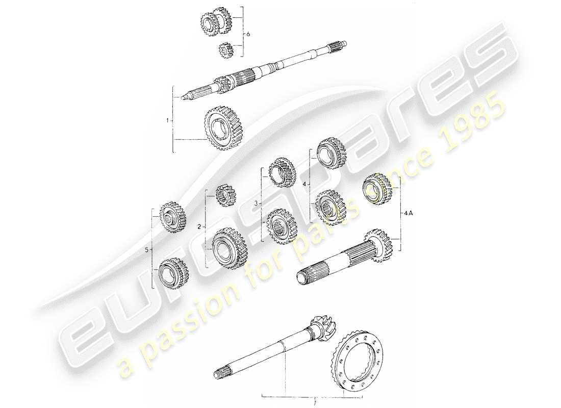 porsche 1992 (964) zahnradsätze ersatzteildiagramm