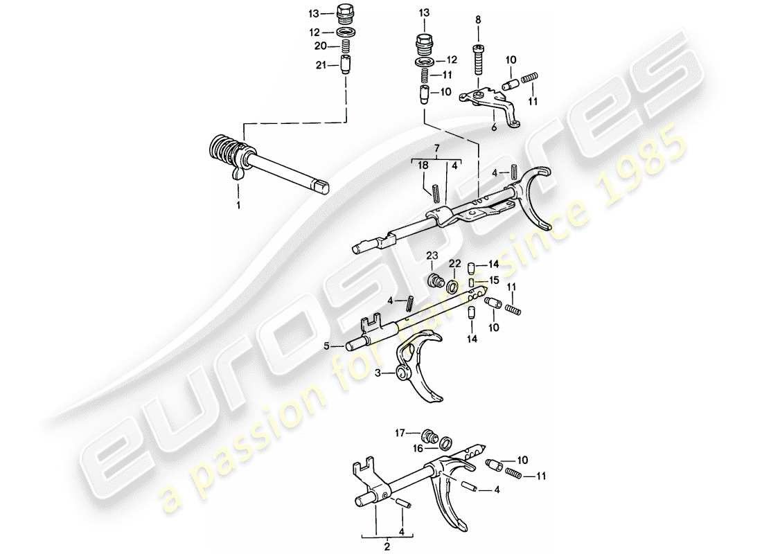 porsche 944 (1987) transmission control - - manual gearbox part diagram