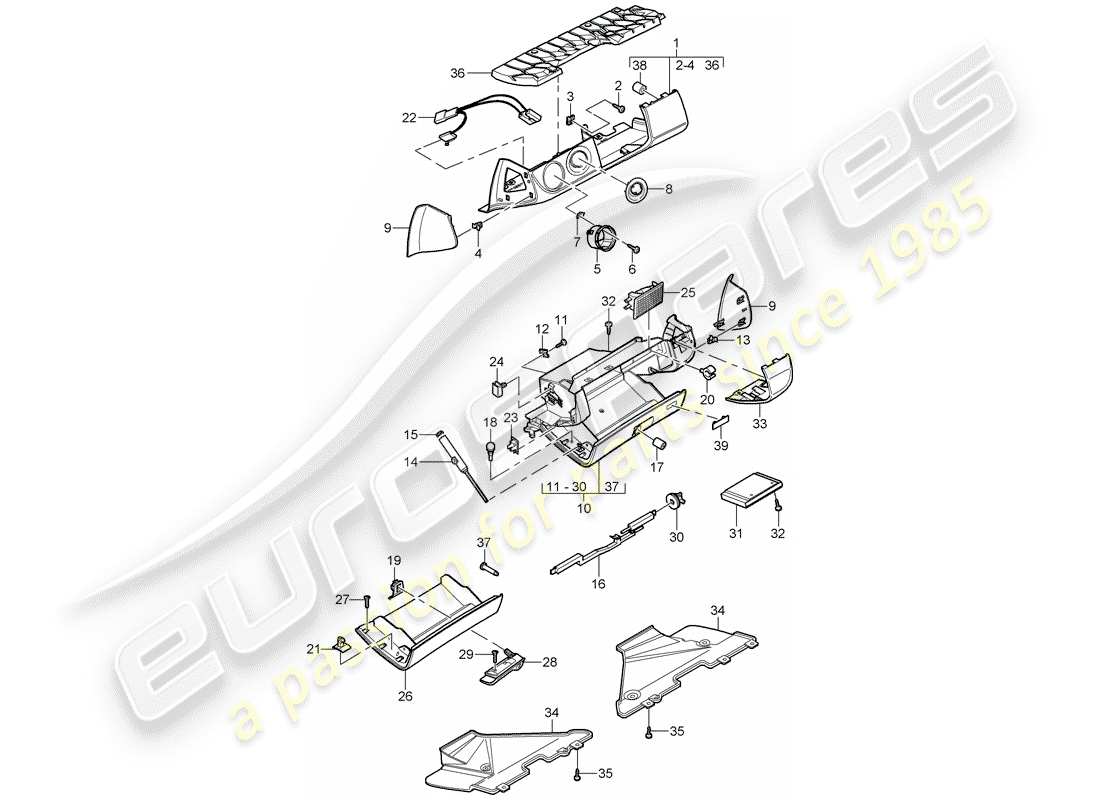 porsche 2009 (997-2) handschuhfach-ersatzteildiagramm