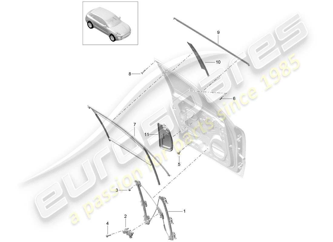 porsche 2015 (macan) fensterheber teilediagramm