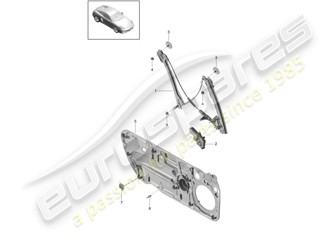 porsche 2016 (981 cayman) fensterheber teilediagramm