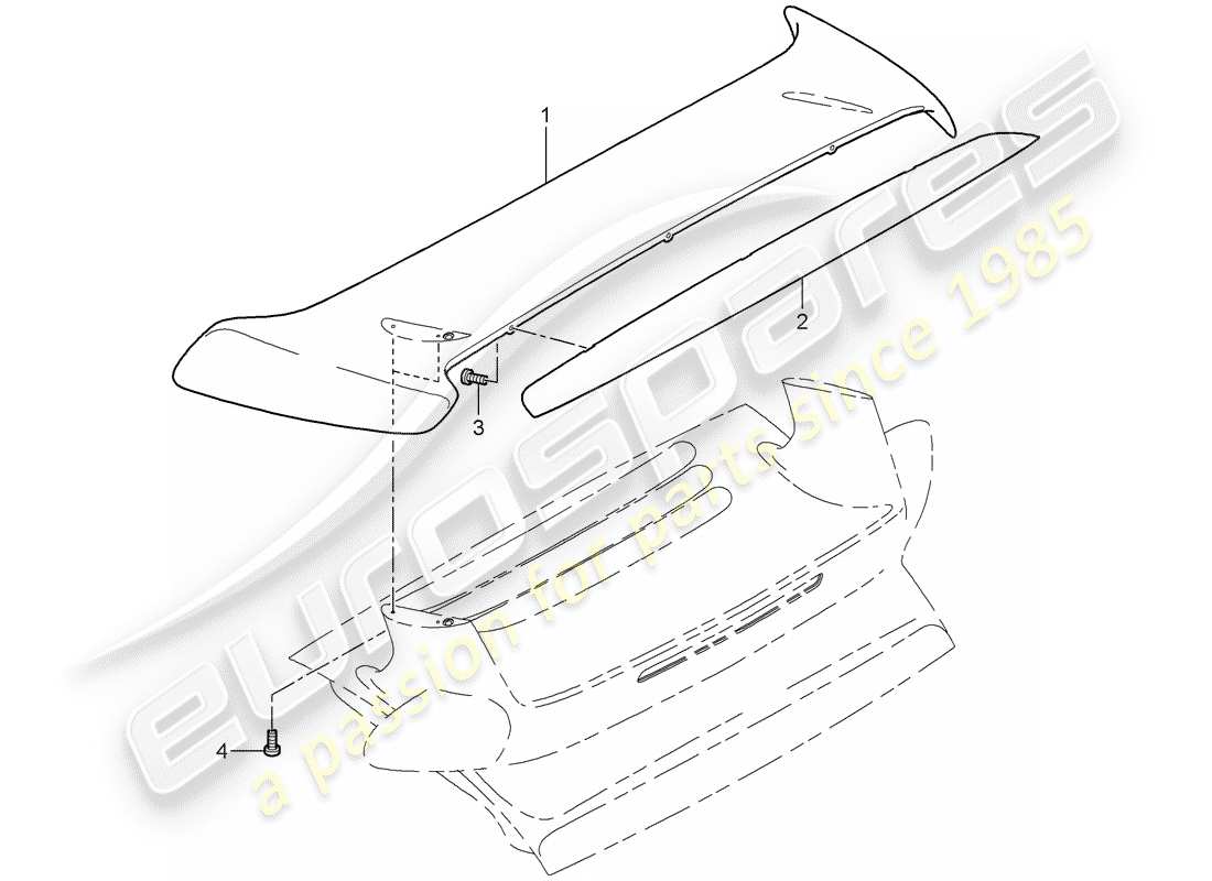 porsche 2007 (997-1 turbo / gt2) heckspoiler teilediagramm
