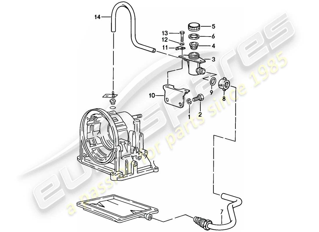 porsche 1987 (924s) öleingang - automatikgetriebe ersatzteildiagramm