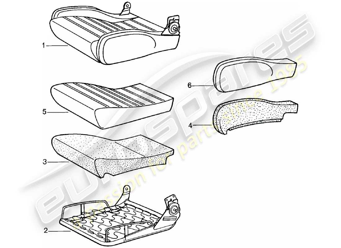 porsche 1981 (911) sportsitz - sitzkissen - einzelteile - d - mj 1981>> ersatzteildiagramm