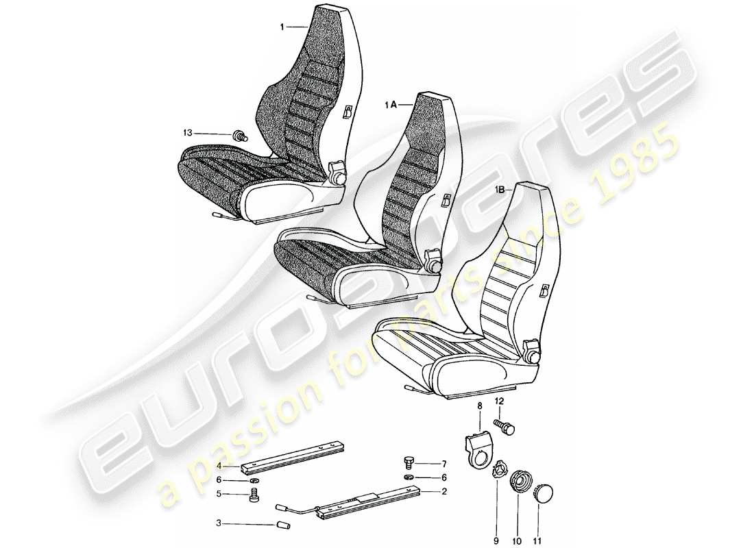 porsche 1982 (924) sportsitz - komplett ersatzteildiagramm