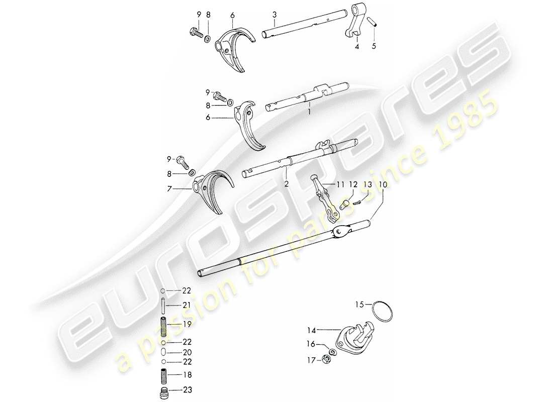 porsche 1971 (911) schaltstangen - schaltgabeln - d >> - mj 1971 ersatzteildiagramm