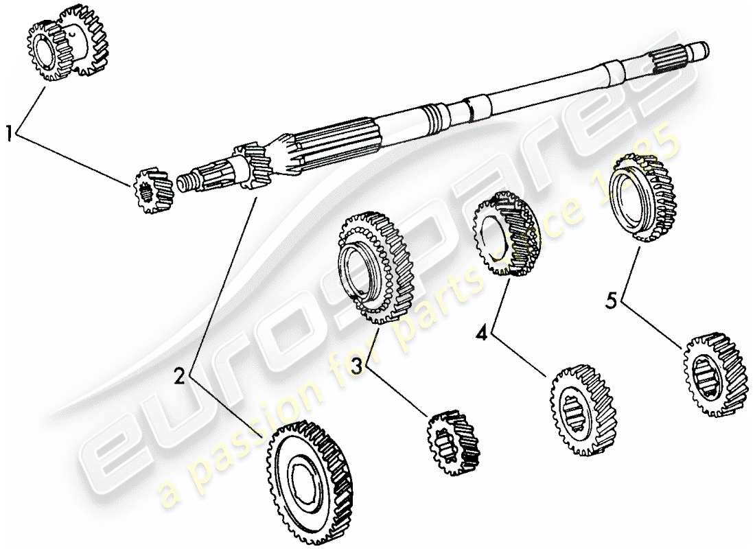 porsche 1973 (911) zahnradsätze - 4-speed - getriebe - d - mj 1972>> ersatzteildiagramm