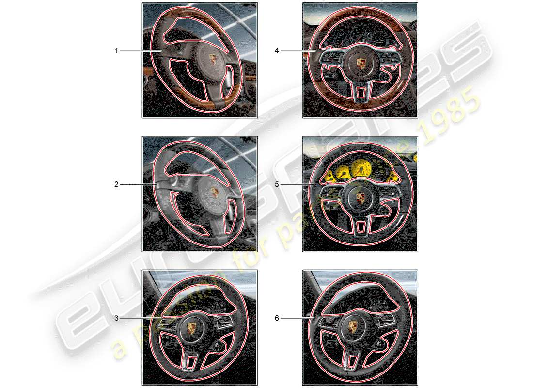 porsche 2015 (tequipment 98x/99x) multifunktionslenkrad ersatzteildiagramm