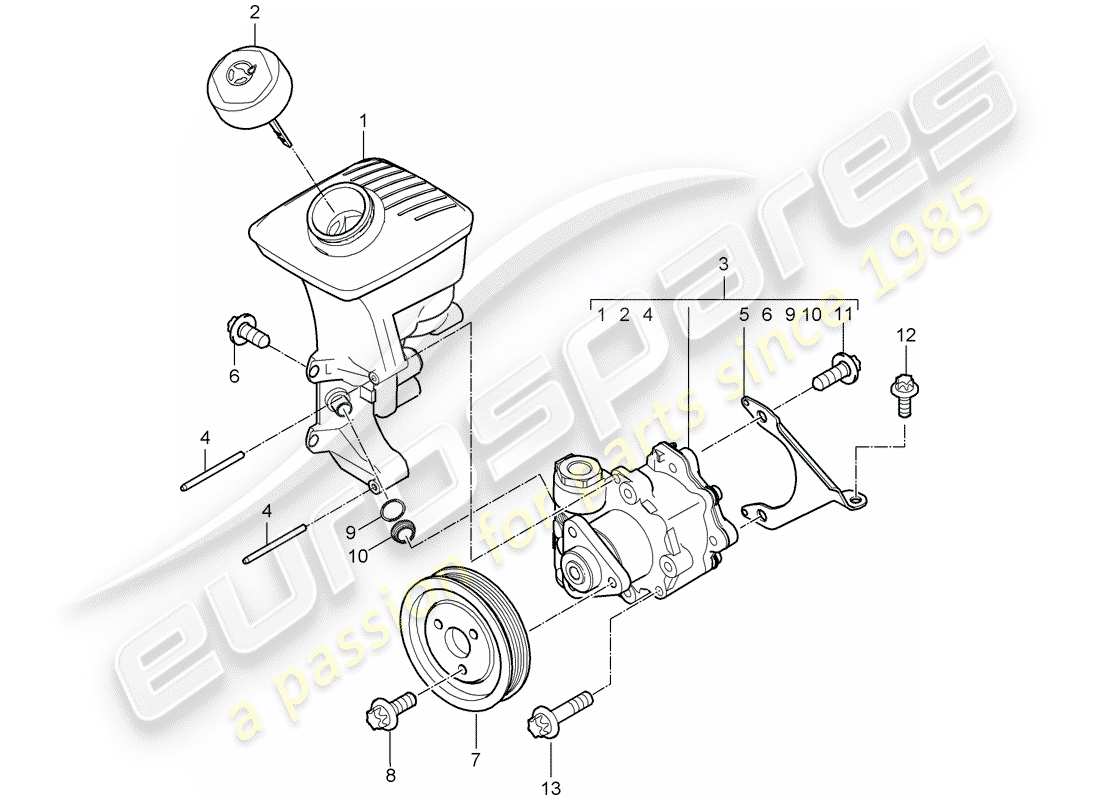 porsche 2009 (987 boxster) servolenkung - teilediagramm