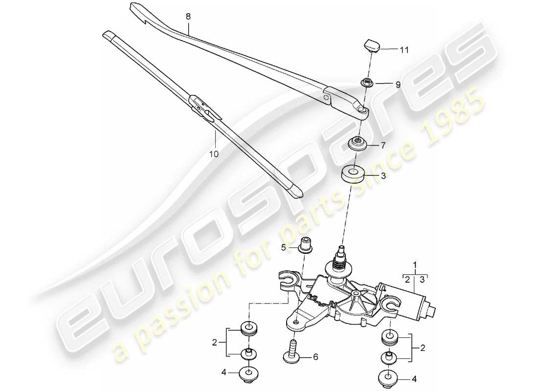 porsche 2008 (997-1) heckscheibenwischer teilediagramm