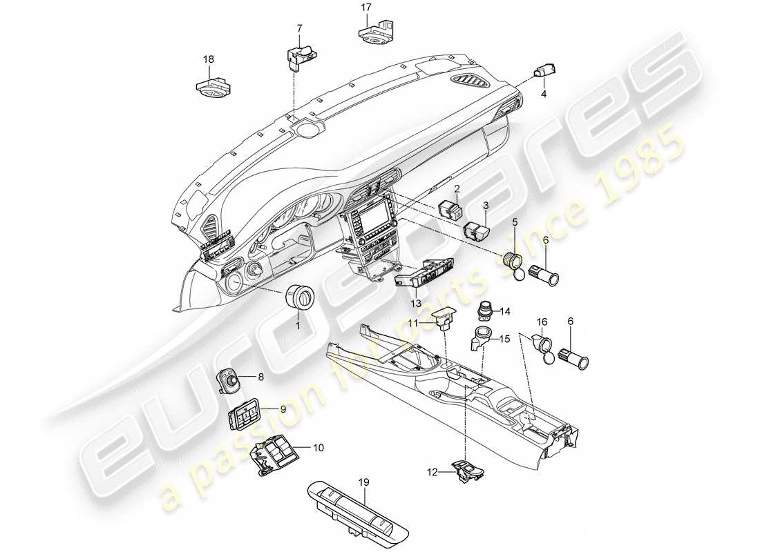 porsche 2009 (997-2) switch-ersatzteildiagramm
