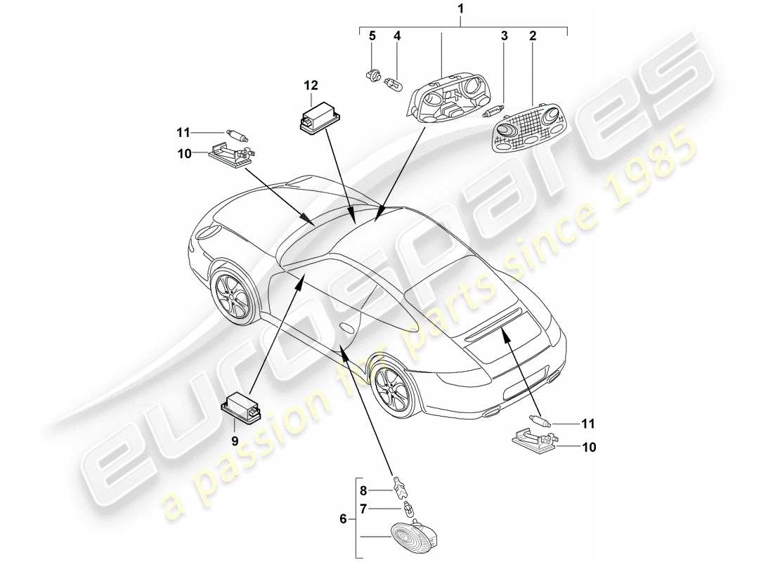 porsche 2010 (997-2) innenleuchten ersatzteildiagramm
