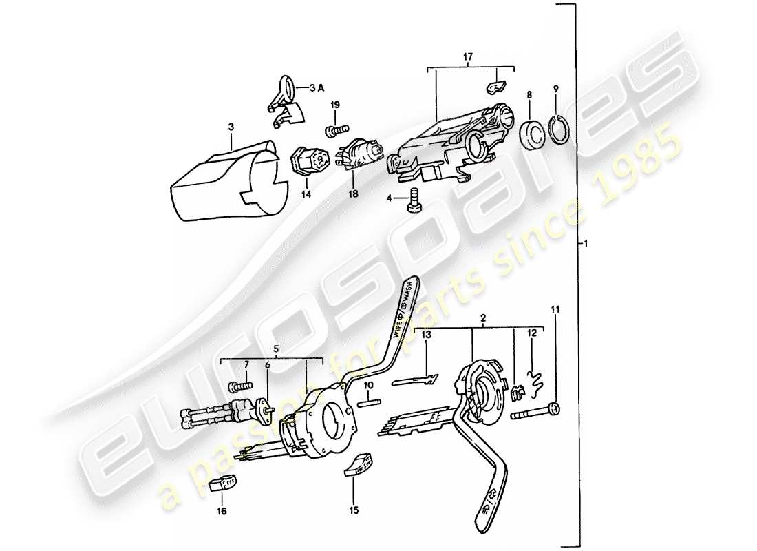 porsche 1985 (924) lenkstockschalter - lenkschloss - d >> - mj 1980 ersatzteildiagramm