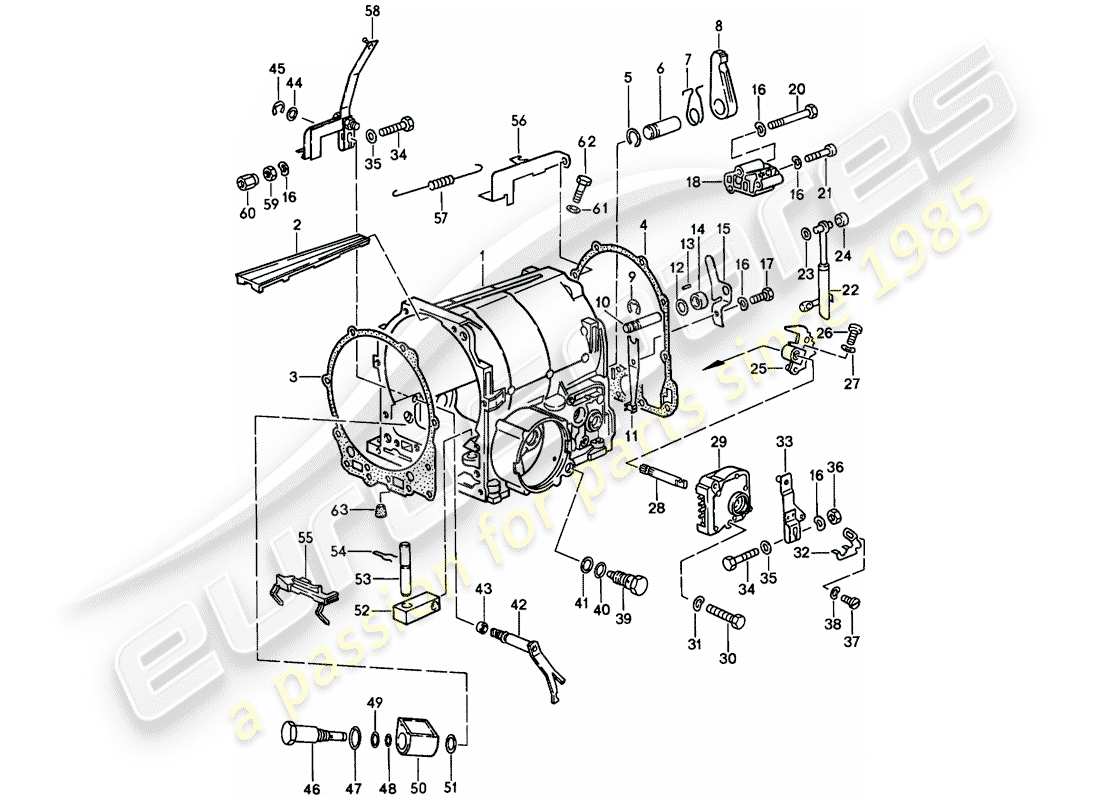 porsche 1981 (928) getriebegehäuse - 2 - automatikgetriebe ersatzteildiagramm