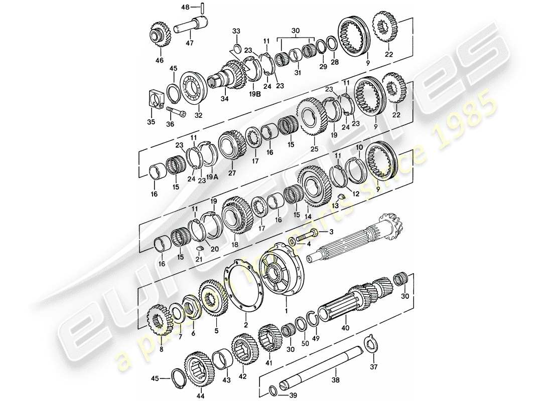porsche 1986 (928) zahnräder und wellen - schaltgetriebe - d >> - mj 1984 ersatzteildiagramm