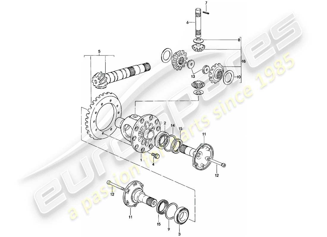 porsche 1982 (924) differential - schaltgetriebe - vq vr uv md - me mf mb mx - d - mj 1981>> ersatzteildiagramm