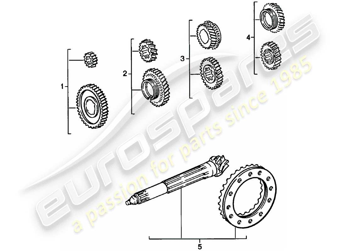 porsche 1983 (911) zahnradsätze - 4. - geschwindigkeit - getriebe ersatzteildiagramm