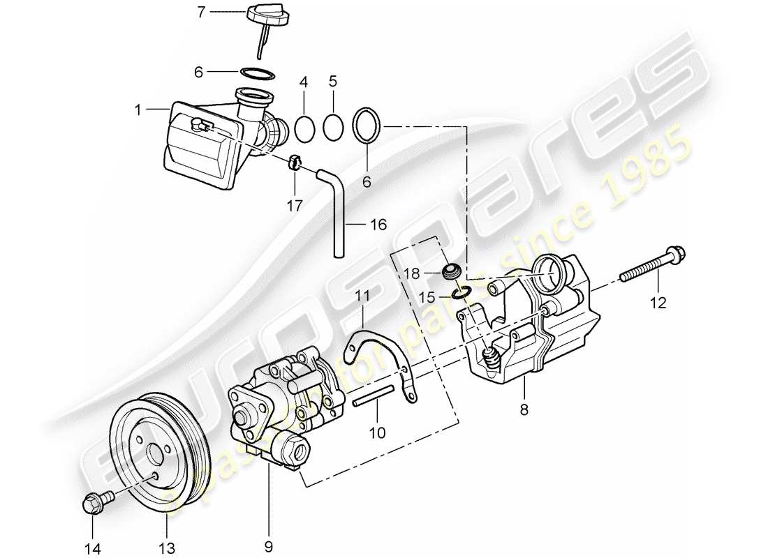 porsche 2008 (987 cayman) servolenkung - teilediagramm