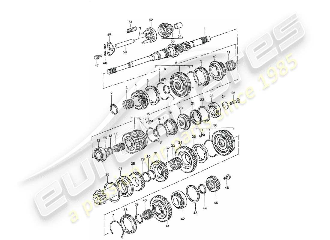 porsche 1990 (944) zahnräder und wellen - für - schaltgetriebe ersatzteildiagramm