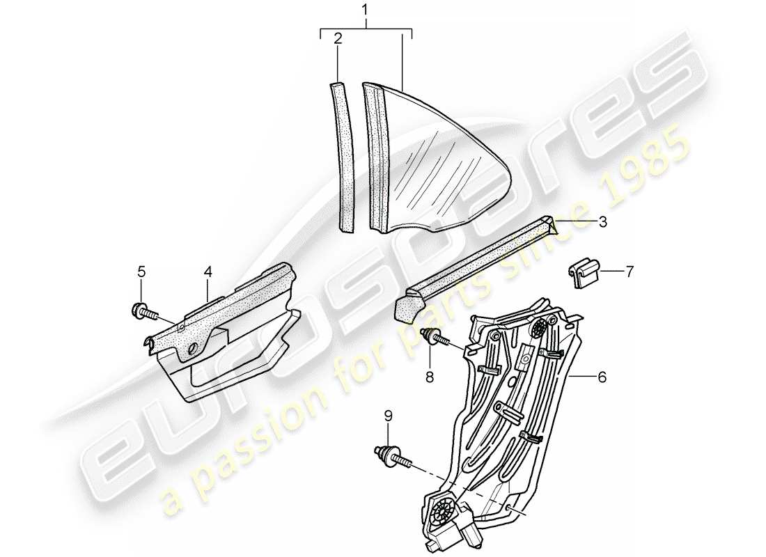 porsche 2008 (997-1) seitenfenster teilediagramm