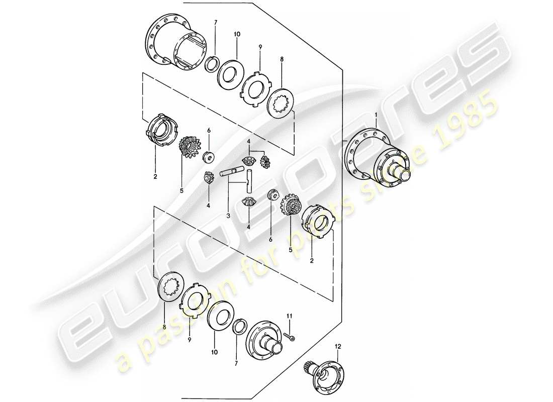 porsche 1986 (924s) sperrdifferential ersatzteildiagramm