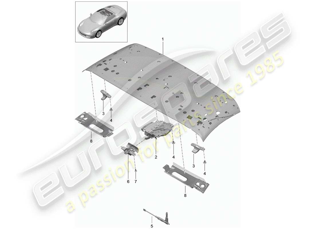 porsche 2016 (991-1) top frame ersatzteildiagramm