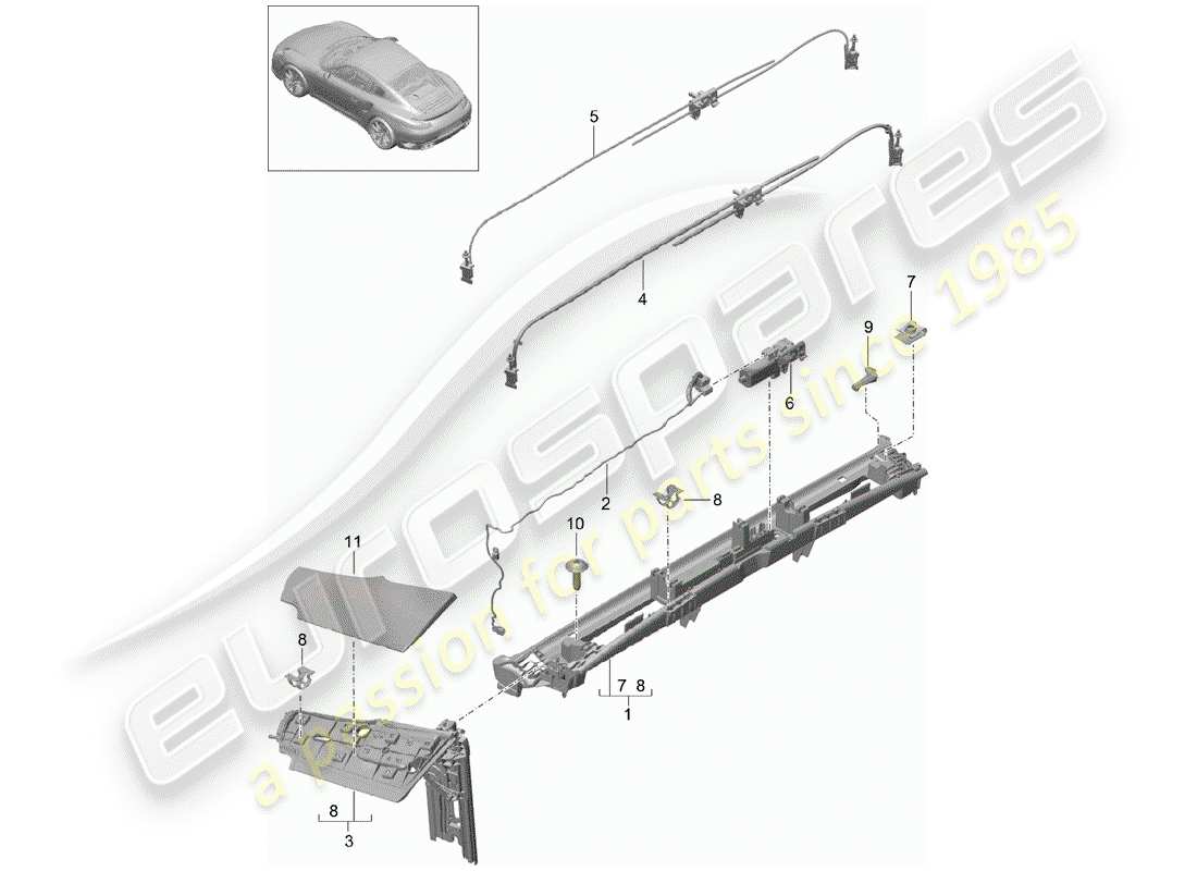 porsche 2019 (991-2 turbo) klappe teilediagramm