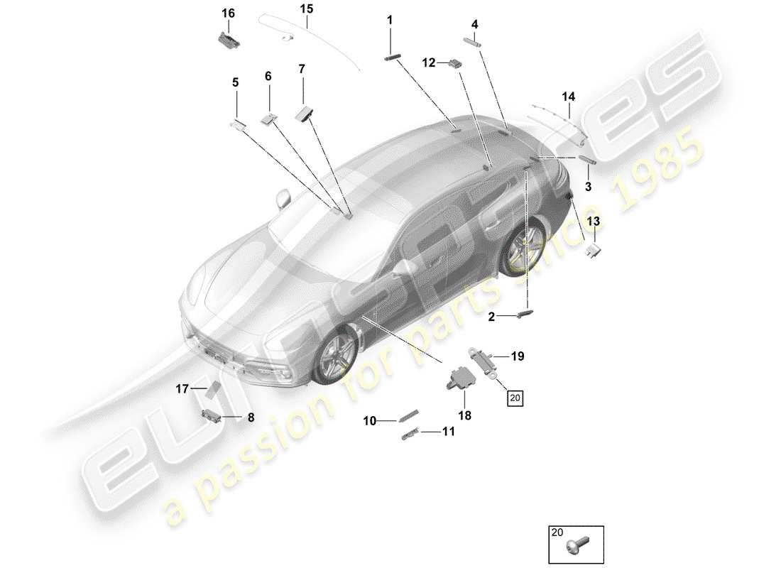 porsche 2017 (panamera 971-1) antennenverstärker teilediagramm