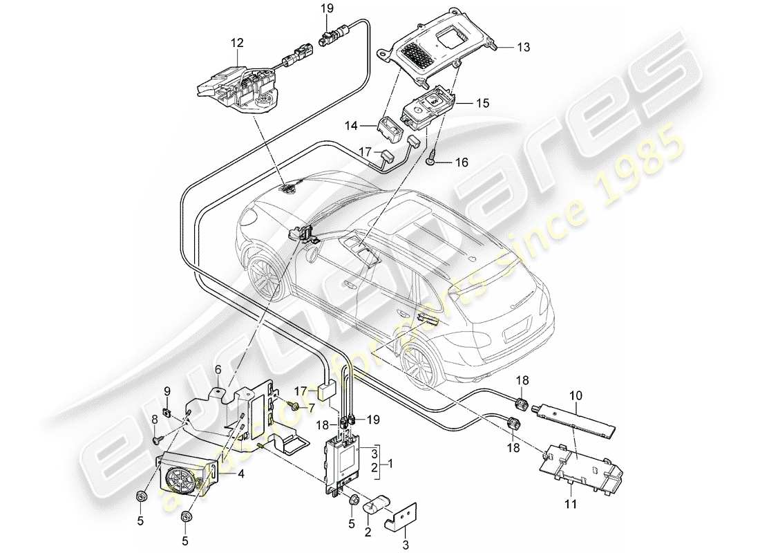 porsche 2012 (cayenne e2 92a) notrufmodul teilediagramm