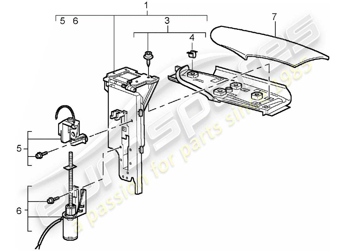 porsche 2002 (996 turbo / gt2) klappe - faltdach ersatzteildiagramm