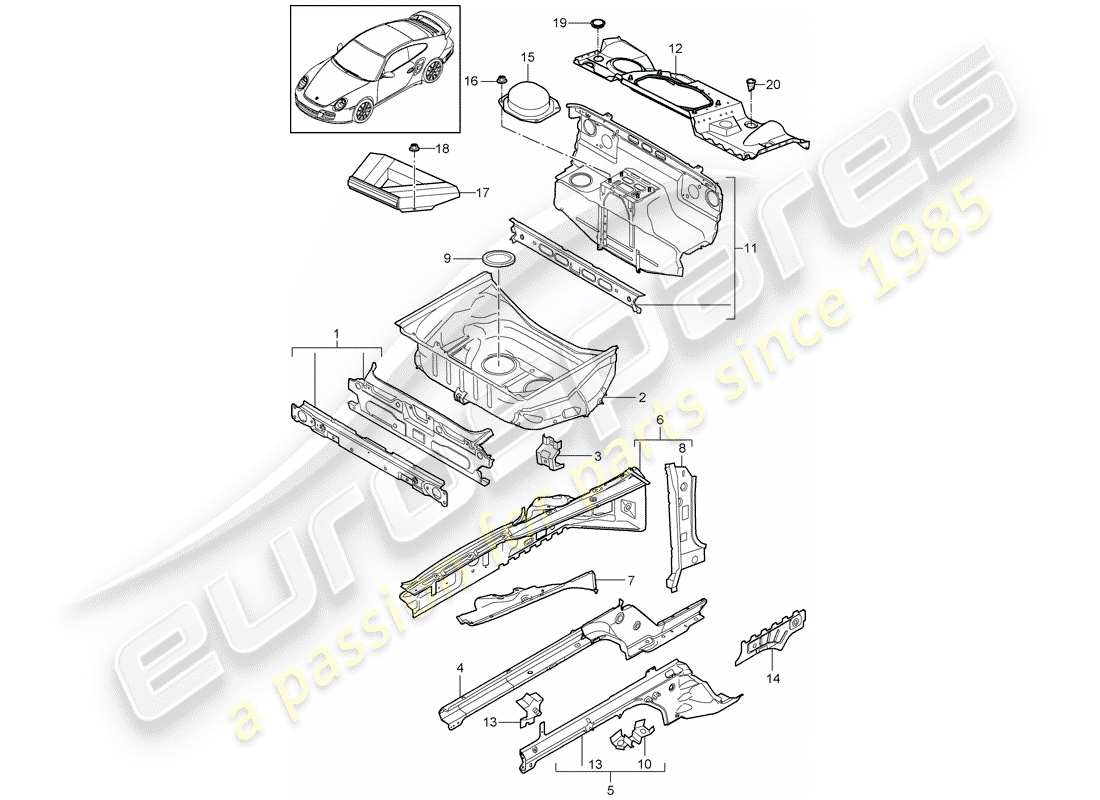 porsche 2011 (997-2 turbo / gt2 rs) front end teilediagramm