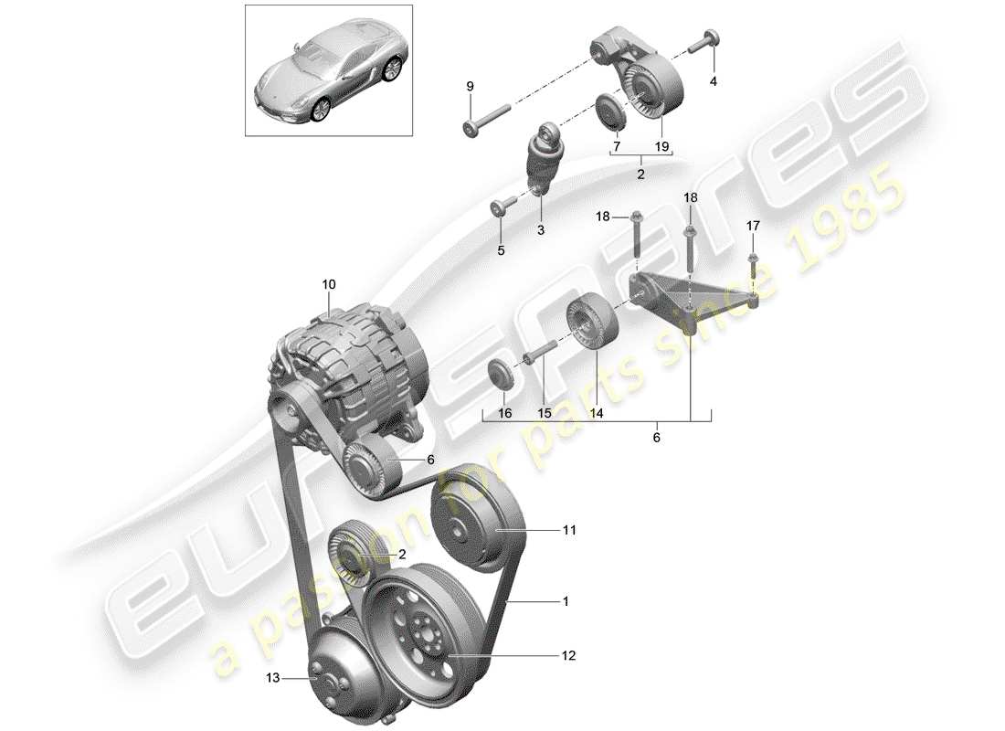 porsche 2014 (981 cayman) riemenspanner ersatzteildiagramm