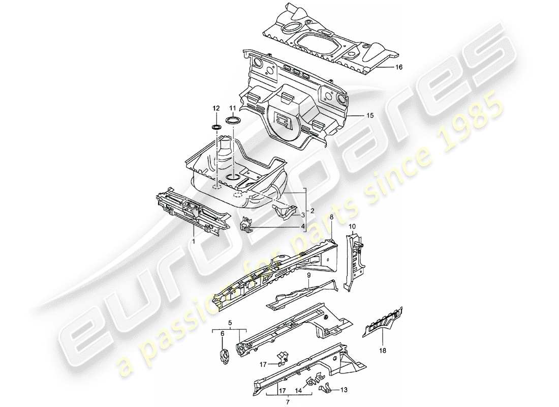 porsche 2003 (986 boxster) front end - einzelteile ersatzteildiagramm