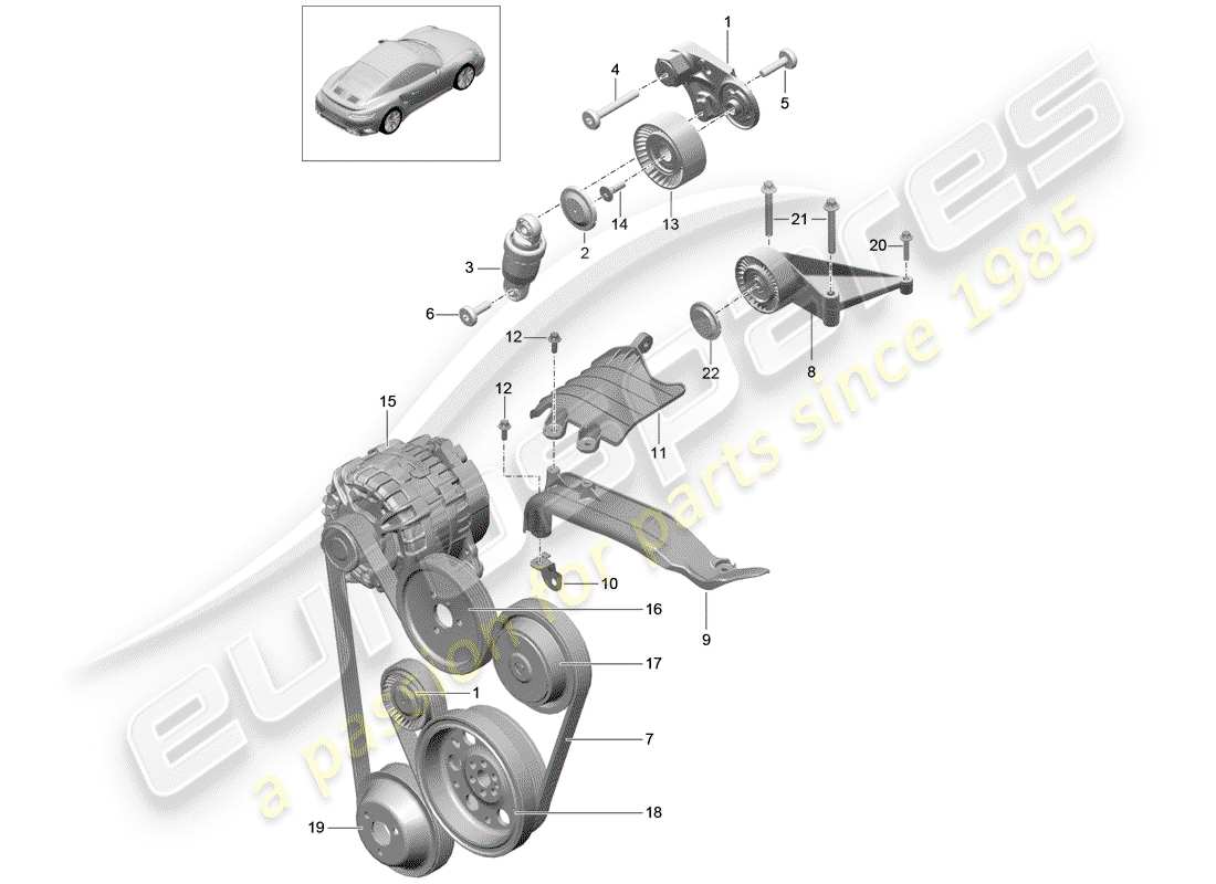 porsche 2019 (991-2 turbo) riemenspanndämpfer teilediagramm