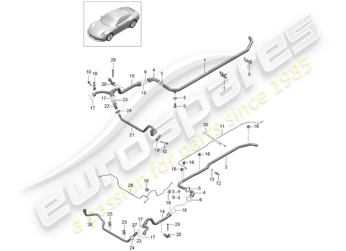 porsche 2018 (991-2) wasserkühlung teilediagramm