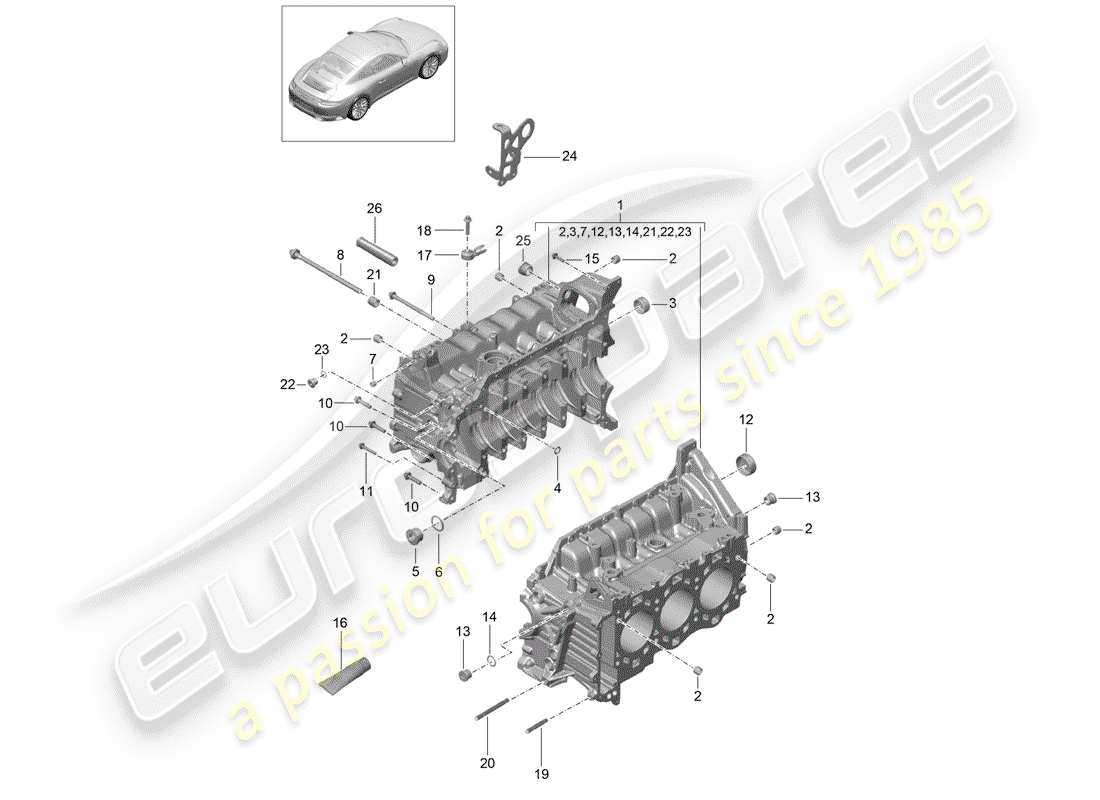 porsche 2018 (991-2) kurbelgehäuse-teilediagramm