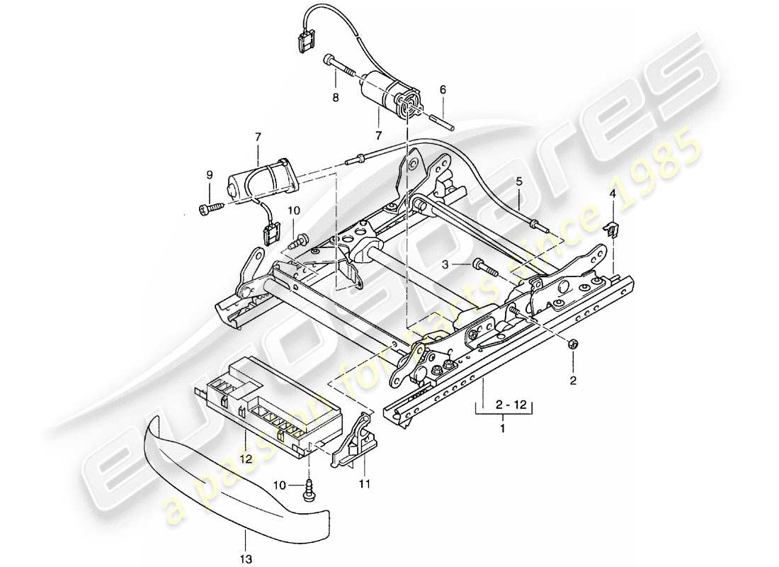 porsche 2002 (996 turbo / gt2) sitzrahmen - komfortsitz ersatzteildiagramm