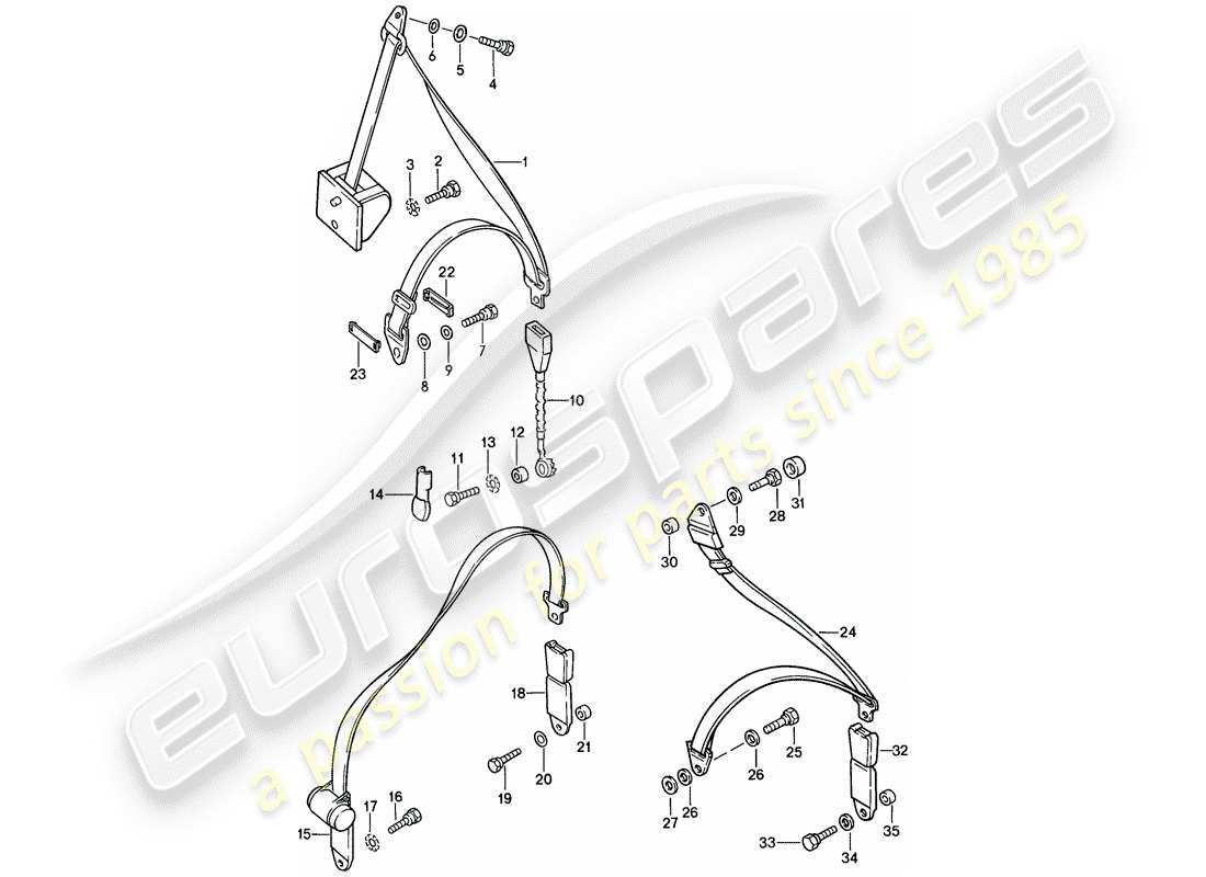 porsche 1981 (928) sicherheitsgurt - teilediagramm