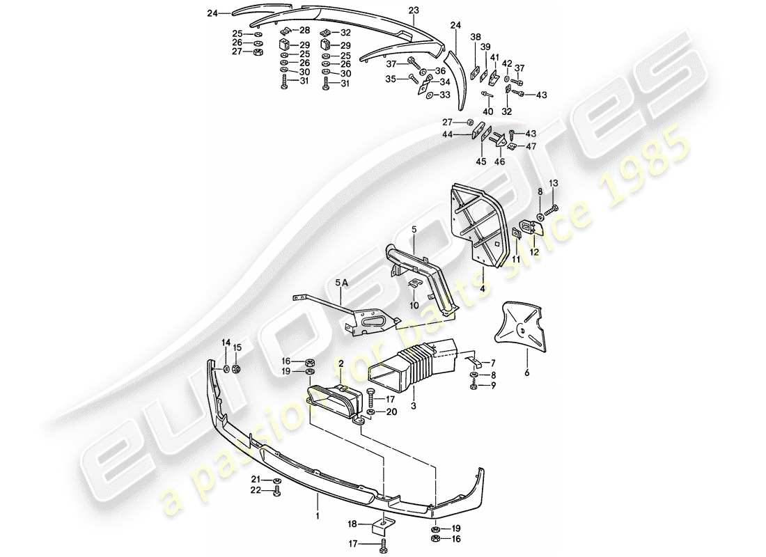 porsche 1981 (928) spoiler teilediagramm