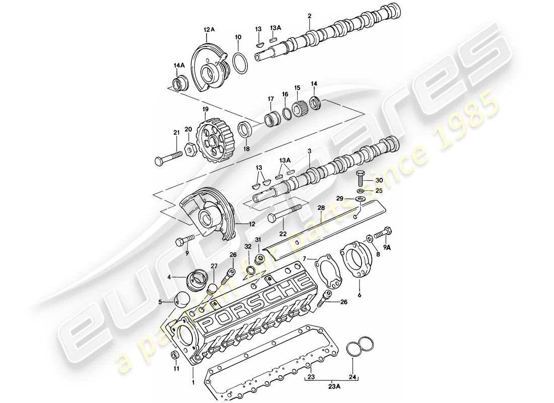 porsche 1980 (928) nockenwelle teilediagramm