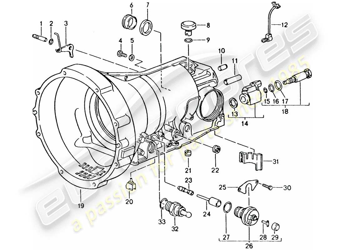 porsche 1992 (928) automatikgetriebe - getriebegehäuse - zubehör ersatzteildiagramm