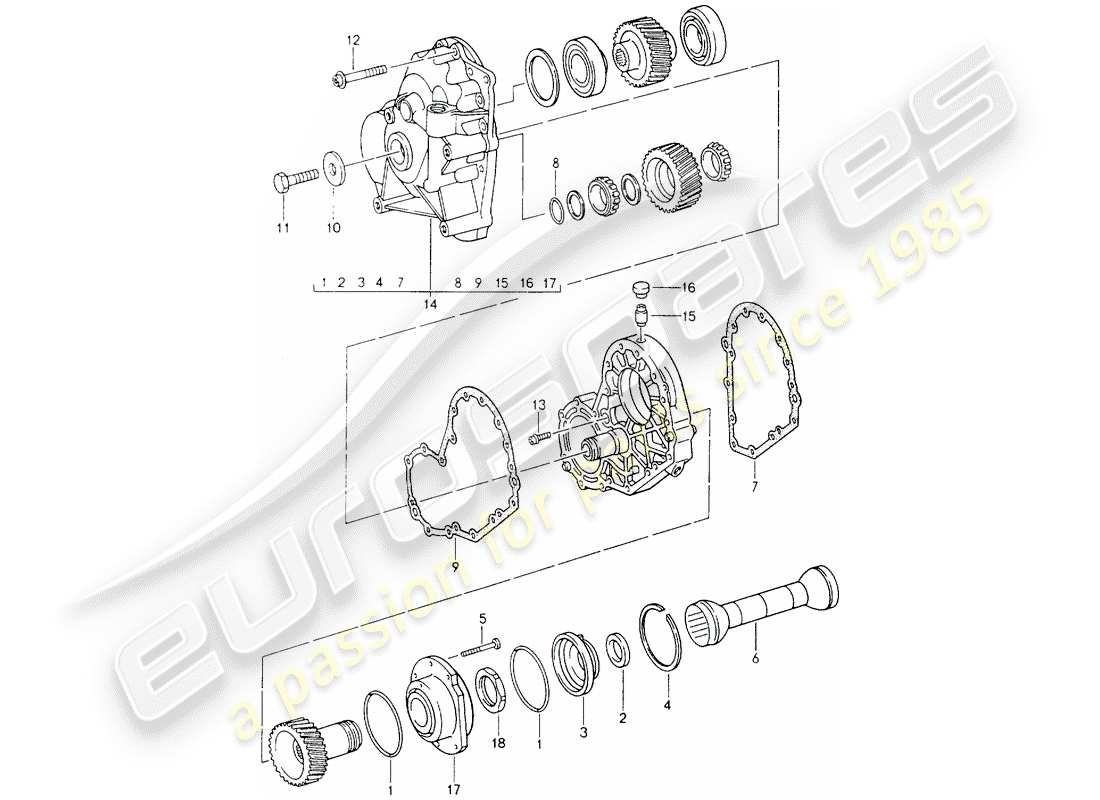 porsche 1993 (964) tiptronic - stirnräder - zwischenplatte ersatzteildiagramm
