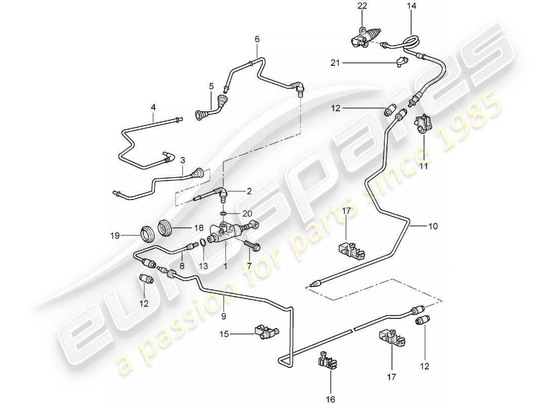 porsche 2008 (997-1) hydraulische kupplung teilediagramm
