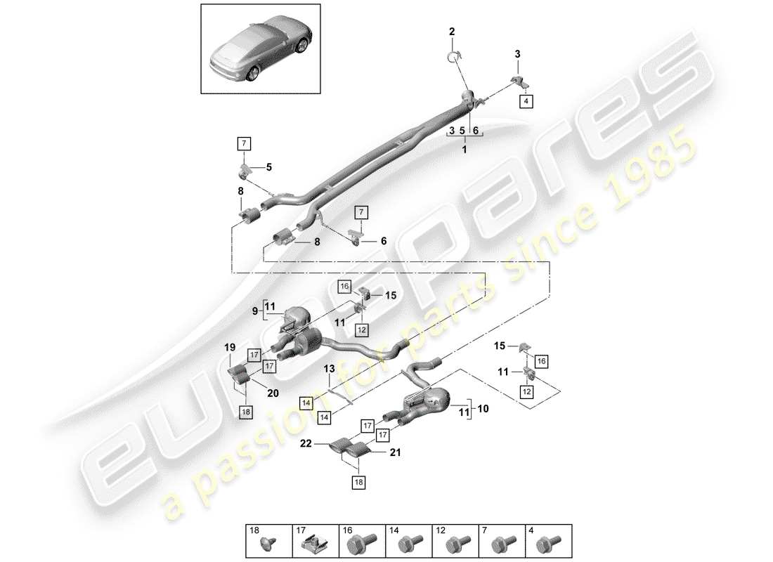 porsche 2019 (panamera 971-1) auspuffanlage teilediagramm