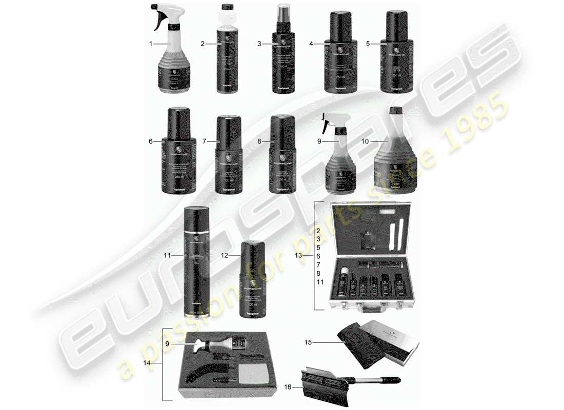 porsche 1999 (tequipment) reinigungsmittel ersatzteildiagramm