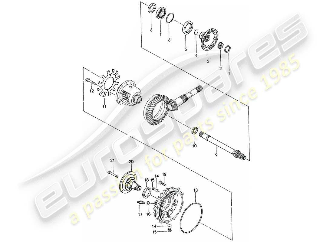 porsche 1994 (968) tiptronic - differential - gehäuse ersatzteildiagramm