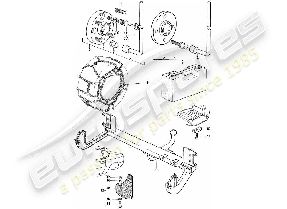 porsche 1982 (924) zubehör teilediagramm
