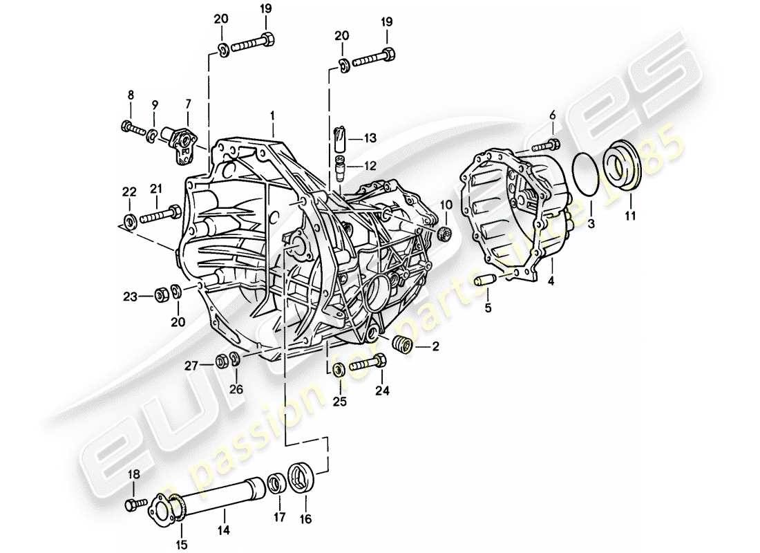 porsche 1979 (924) ersatzgetriebe - getriebegehäuse - 4-speed ersatzteildiagramm